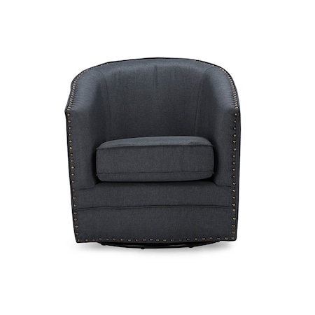 Baxton Studio Porter Classic Retro Grey Upholstered Swivel Tub Chair 119-6665